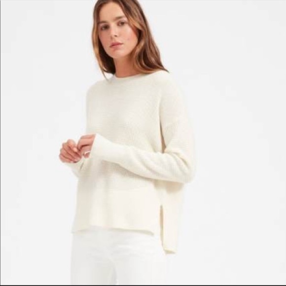 Everlane Sweaters - Everlane creamy neutral waffle square crew sweater size XXS